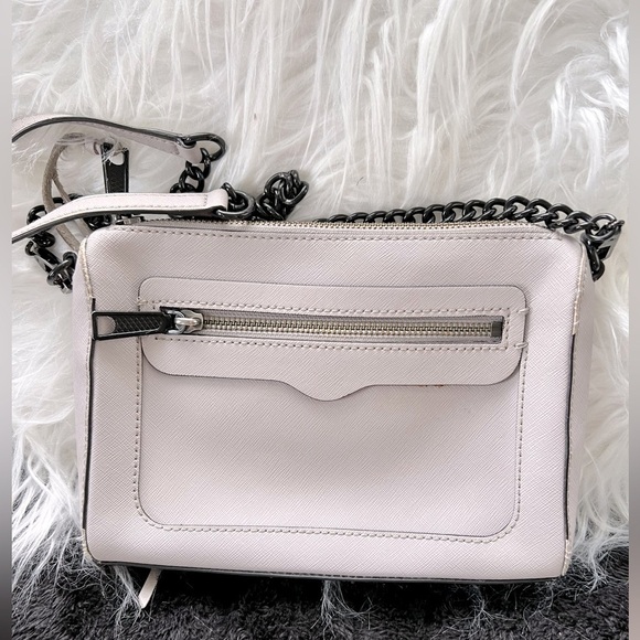 REBECCA MINKOFF GREY LEATHER WITH BLACK HARDWARE CROSSBODY BAG - Picture 4 of 7